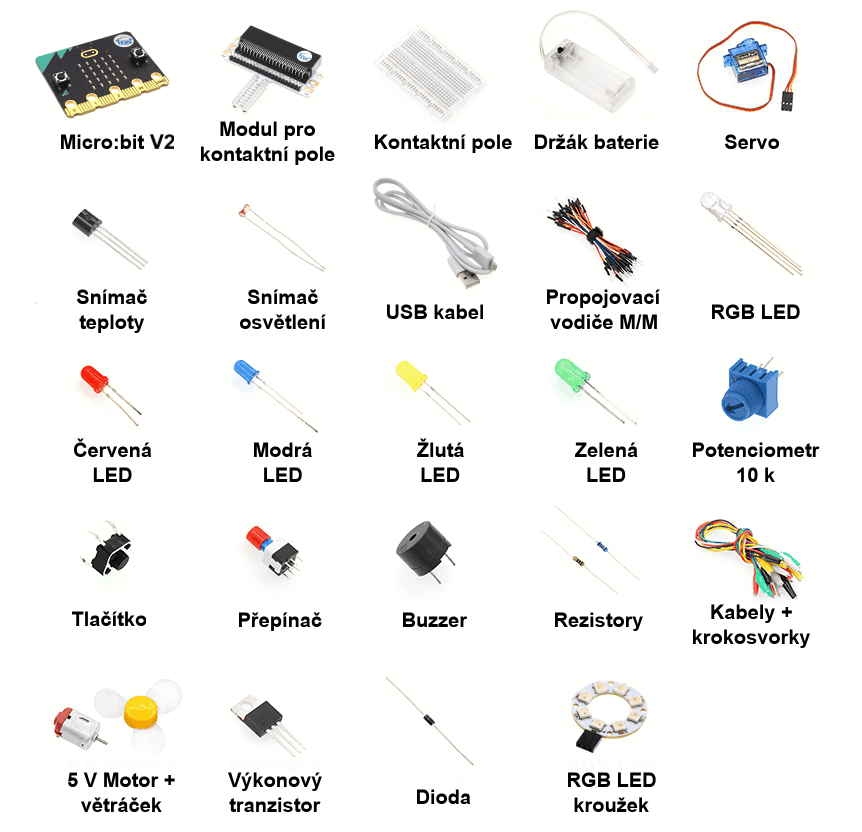 BBC micro:bit Starter Kit - elektronické komponenty