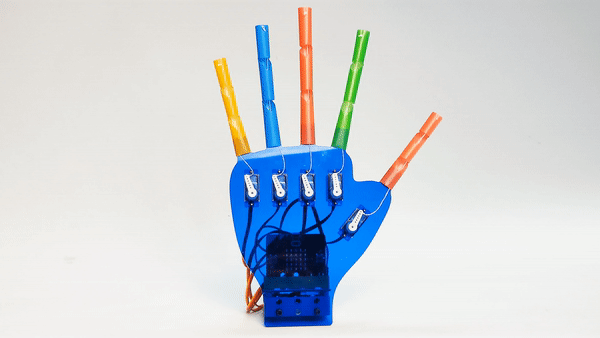 Bionická ruka z brček - stavebnice pro microbit funkce