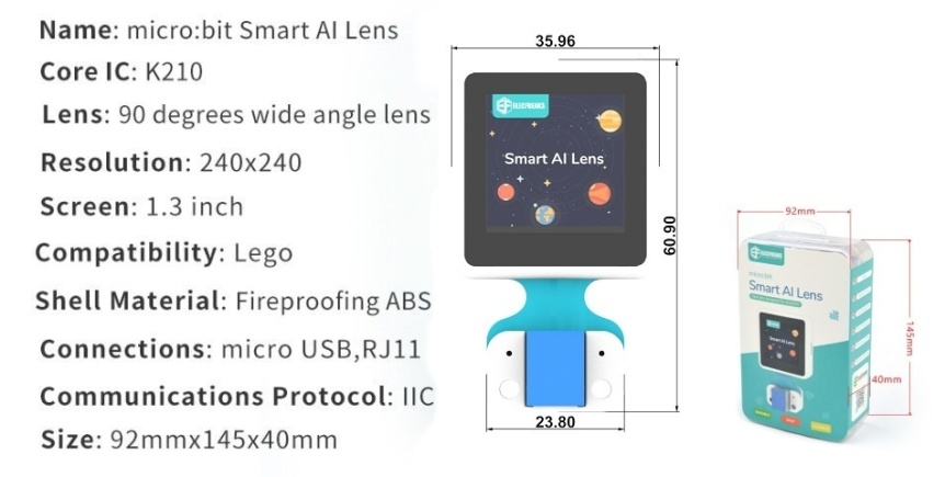 Chytrá kamera pro A.I. umělou inteligenci parametry a rozměr balení