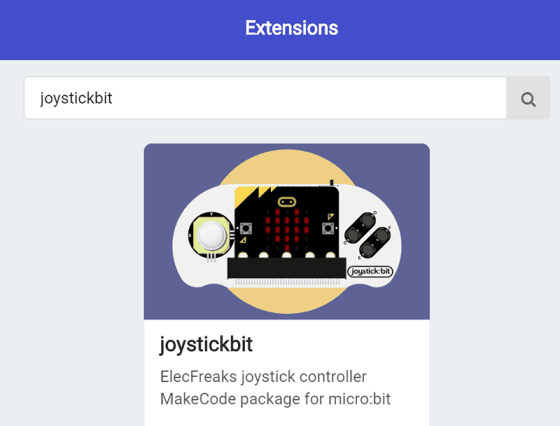 Joystick:bit pro micro:bit V2 - gamepad modul - použití extensions