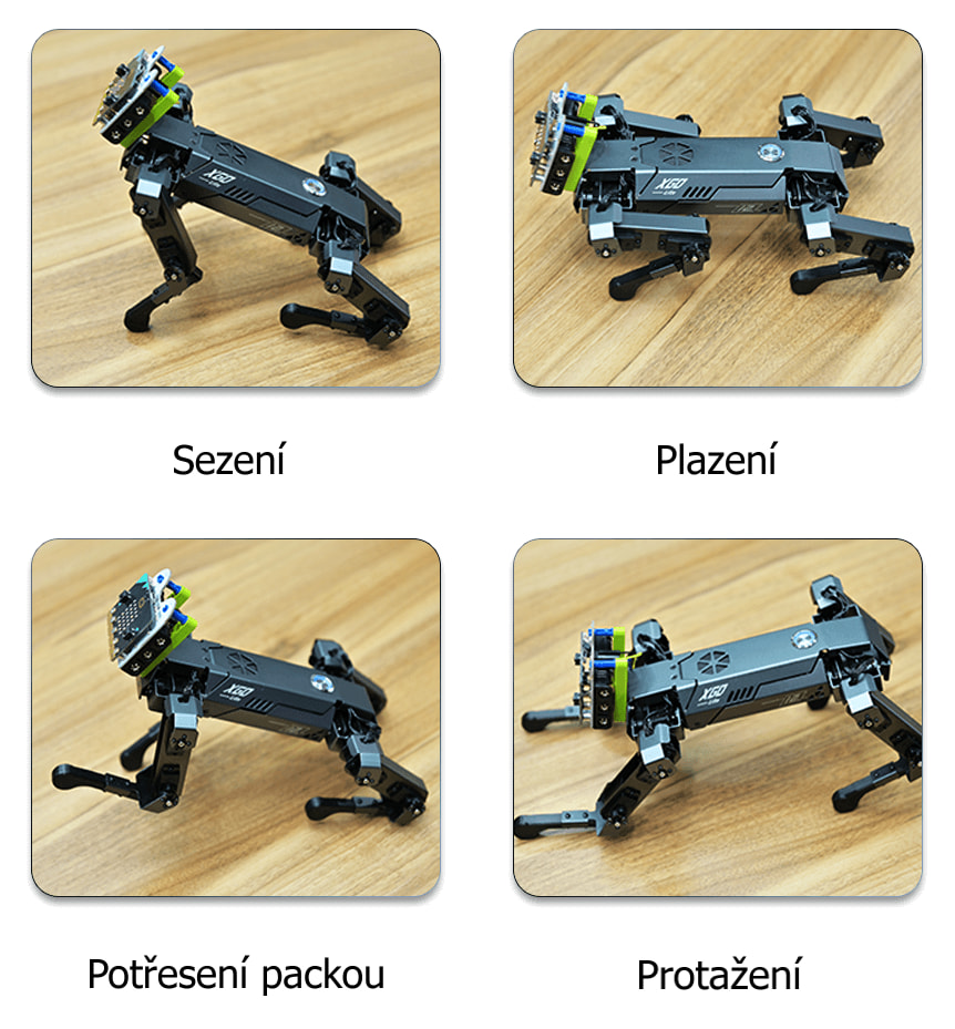 micro:bit XGO robotický pejsek (bez micro:bit) schopnosti