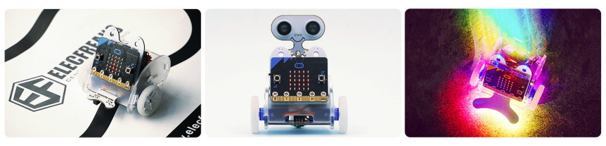 Ring:bit V2 - Micro:bit výukový robot pro děti - ukázky použití modulů