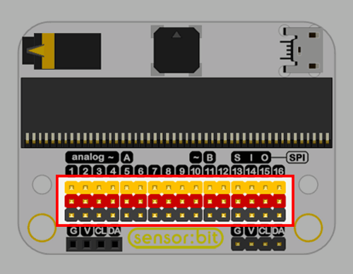 Senzor:bit pro micro:bit - univerzální rozšiřující modul - GVS porty