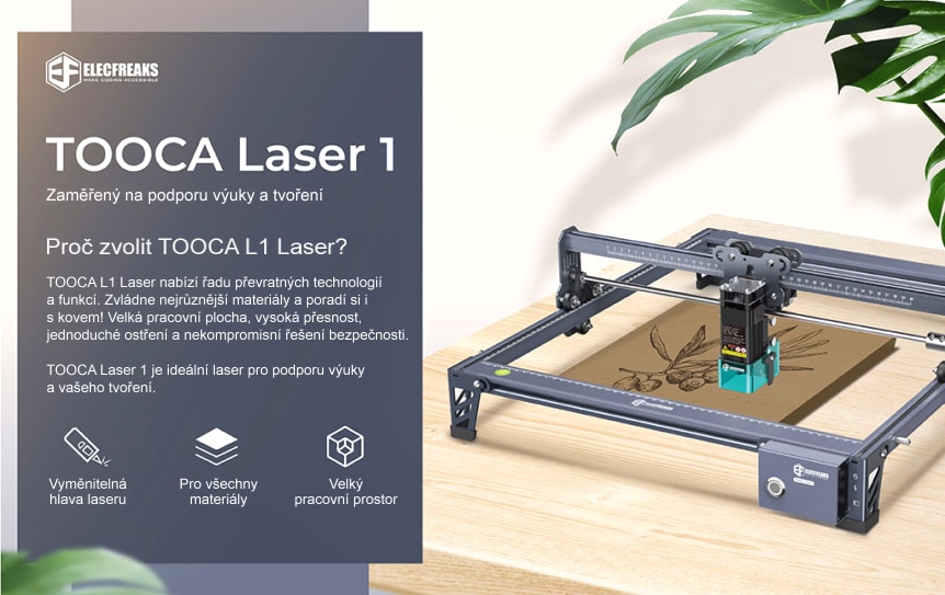TOOCA L1 Laser (5W) univerzální laserová řezačka a gravírka