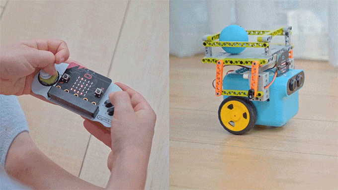 TPBot - programovatelný jezdící robůtek pro děti (bez micro:bit) ovládání joystickem