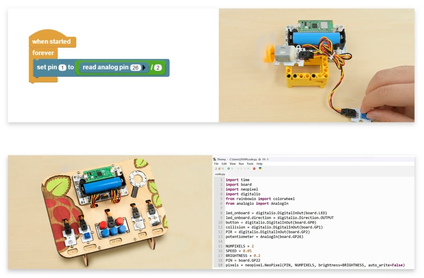 raspblocks: blocks based python coding for raspberry... Wukong2040 - rozšiřující modul pro Raspberry Pi Pico - HWKITCHEN