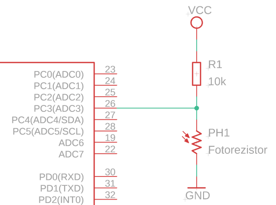 Fotorezistor GL5516 (světelné čidlo) zapojení