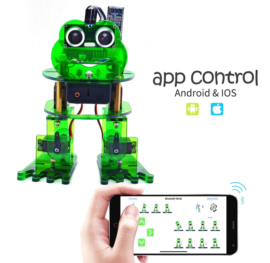 Keyestudio DIY robotický chodící žabák kompatibilní s Otto DIY mobilní aplikace
