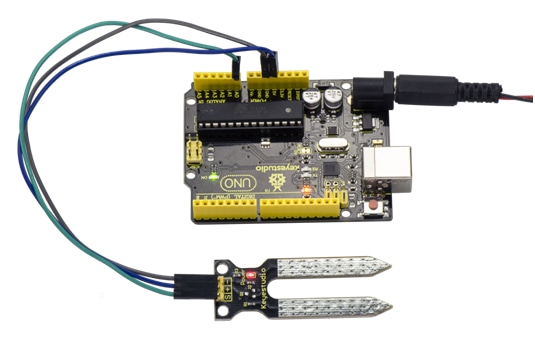 Keyestudio Senzor Kit 37v1 V3.0 pro Arduino přiklad pro měření vlhkosti půdy