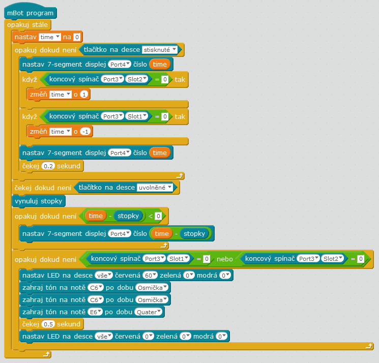 Kreativní Add-on Pack pro mBot & mBot Ranger - II - Stopky s odpočítáváním program