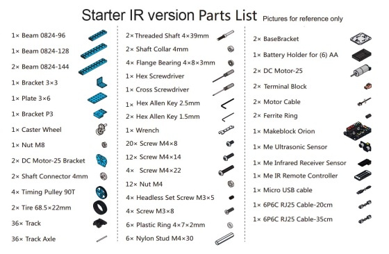 Starter Robot Kit - IR - součásti