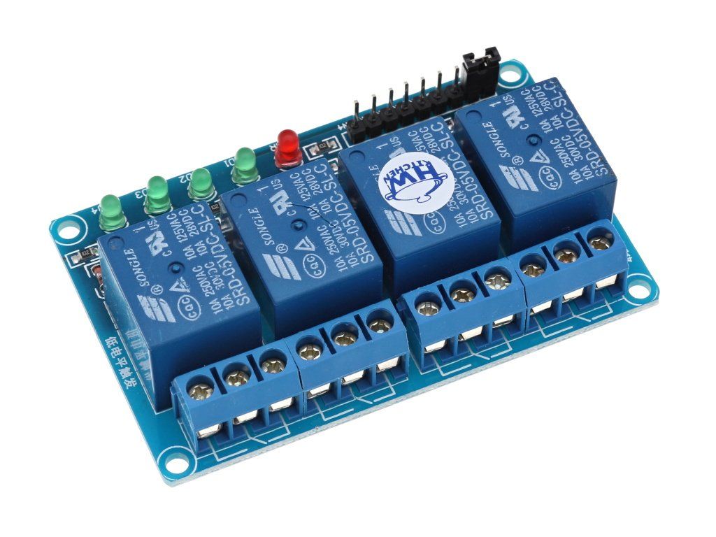 4 x relé modul s optočlenem 5VDC / 250VAC / 10A - HWKITCHEN
